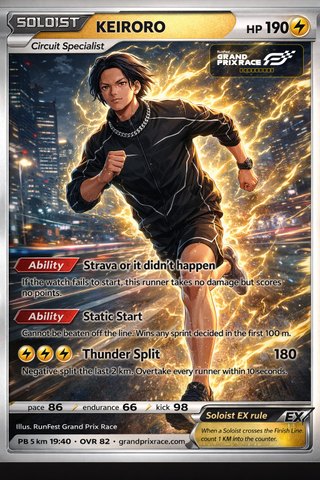 A sample Grand Prix Race card: KEIRORO, Soloist, Ultra Rare
